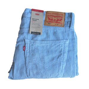 Levis 512 Men's Corduroy Jeans Slim Tapered Sky Blue Wide Wale 36x30 Vintage NEW
